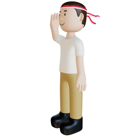 Indonesian man saluting  3D Illustration