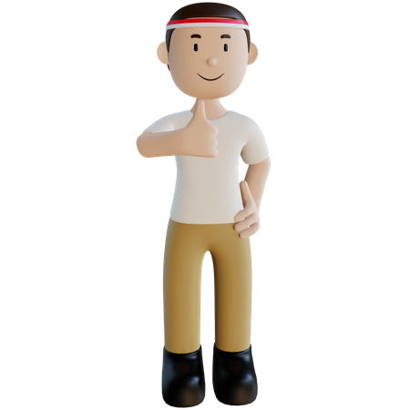 Indonesian man showing thumbs up  3D Illustration