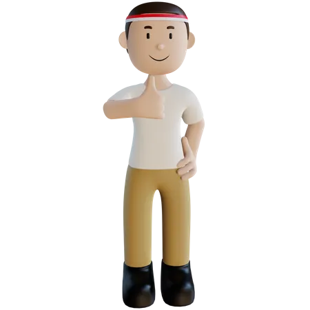 Indonesian man showing thumbs up  3D Illustration