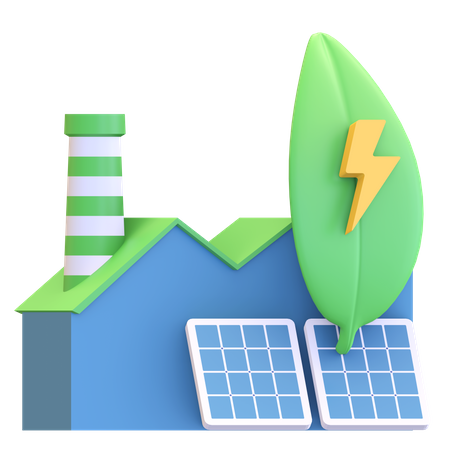 Industry with solar panel  3D Illustration