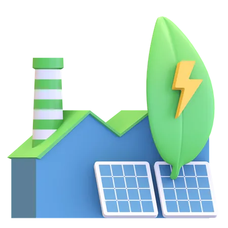 Industry with solar panel  3D Illustration