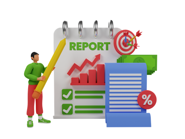 Informe financiero  3D Illustration