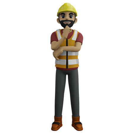 Ingeniero civil pensando algo  3D Illustration