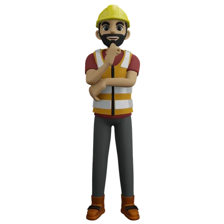 Ingeniero civil pensando algo  3D Illustration