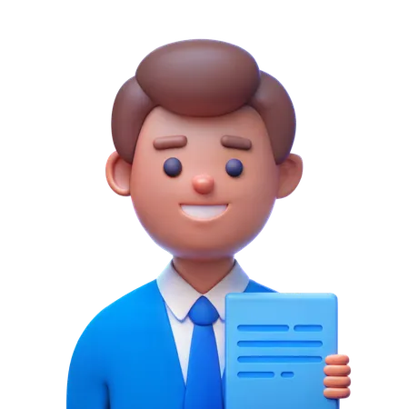 Insurance Agent with Policy Document  3D Icon