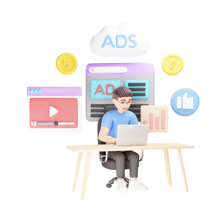 Internet Ads  3D Illustration