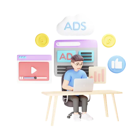 Internet Ads  3D Illustration