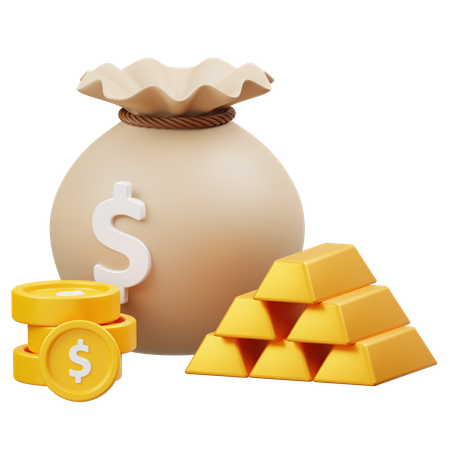 Investimento em ouro  3D Icon