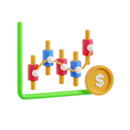 Investimento no mercado de ações  3D Icon