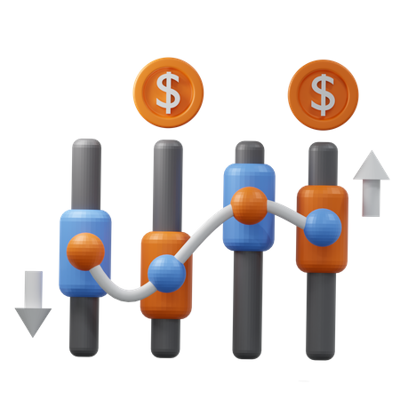 Investimento no mercado de ações  3D Icon