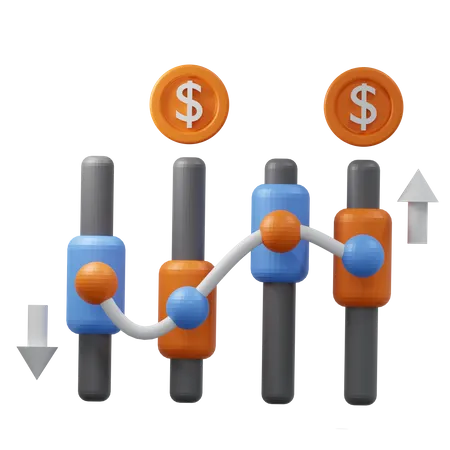 Investimento no mercado de ações  3D Icon