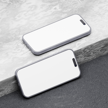 IPhone 15 Pro Max sur Marble et Ston  3D Illustration