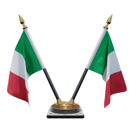 Italy Double Desk Flag Stand  3D Flag