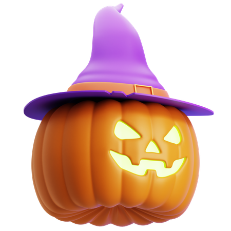 Jack O Lantern Wearing Hat  3D Icon