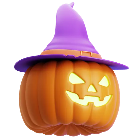 Jack O Lantern Wearing Hat  3D Icon