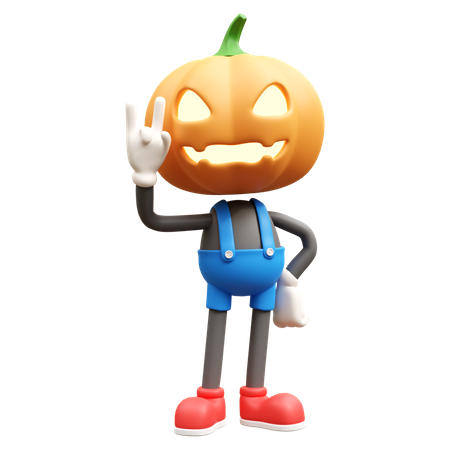 Jack O Lantern With Rock And Roll Gesture  3D Illustration