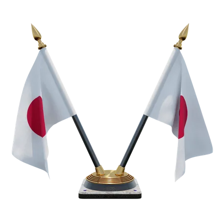 Japan Double Desk Flag Stand  3D Flag