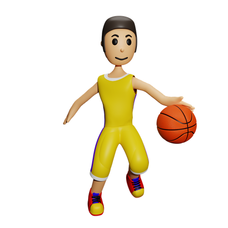 Jogador de basquete fazendo dribles  3D Illustration