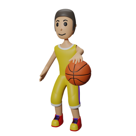 Jogador de basquete jogando na partida  3D Illustration