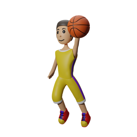 Jogador de basquete pulando no ar  3D Illustration