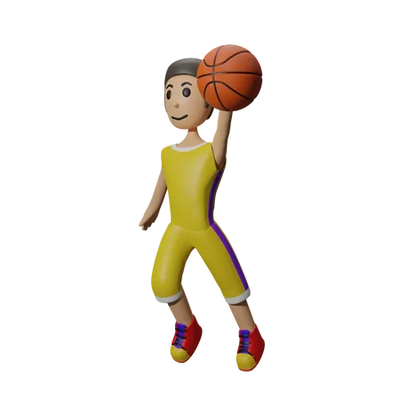 Jogador de basquete pulando no ar  3D Illustration