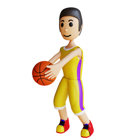 Jogador de basquete segurando uma bola  3D Illustration