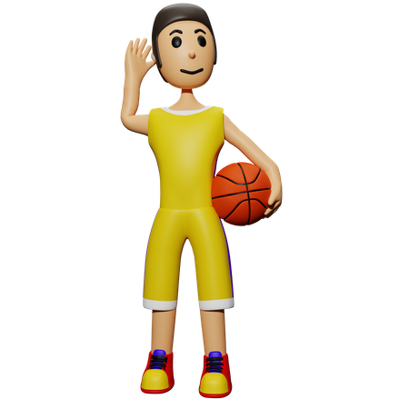 Jogador de basquete segurando uma bola  3D Illustration