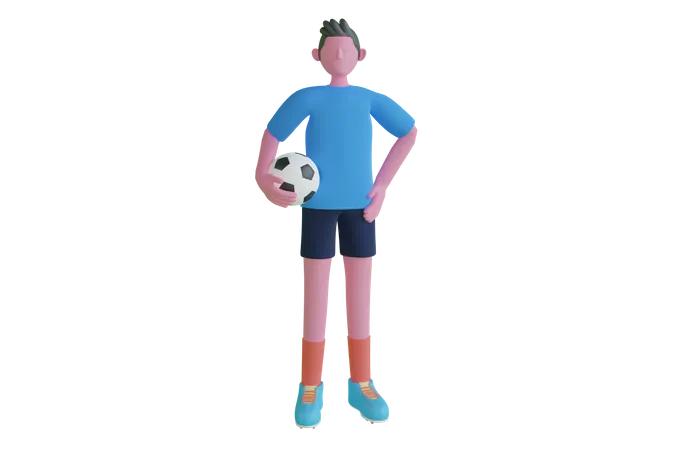 Jogador de futebol com bola  3D Illustration