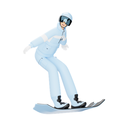 Jovem fazendo snowboard  3D Illustration