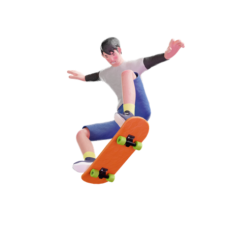 Jovem pulando de skate  3D Illustration