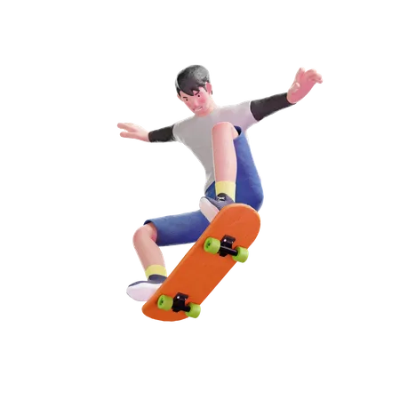 Jovem pulando de skate  3D Illustration