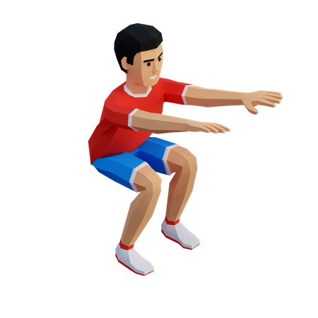 Joven deportista haciendo sentadillas en ropa deportiva  3D Illustration