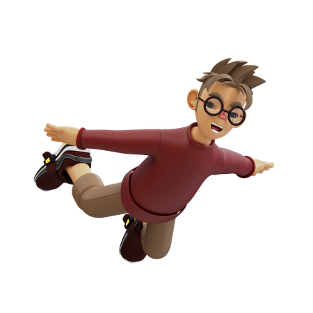 Hombre joven flotando en el cielo  3D Illustration