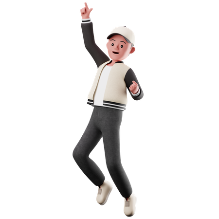 Personagem Juba com pose de salto feliz  3D Illustration