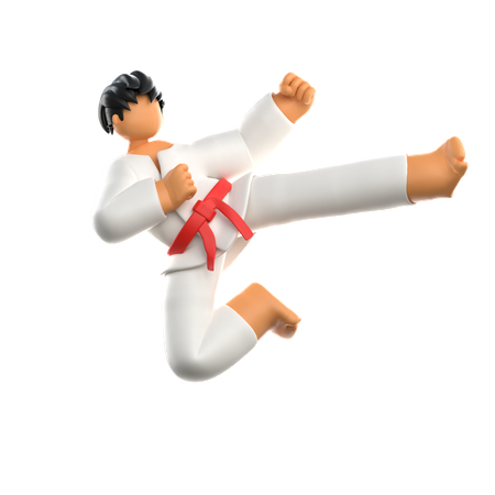 Jugador de Karate pateando al enemigo  3D Illustration