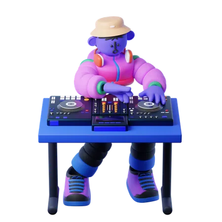 Tocando dj  3D Illustration