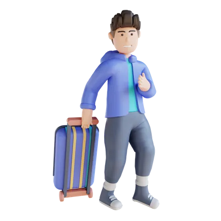 Junge macht Urlaub  3D Illustration