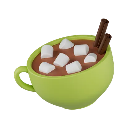 Kaffeetasse mit Marshmallows und Zimt  3D Icon