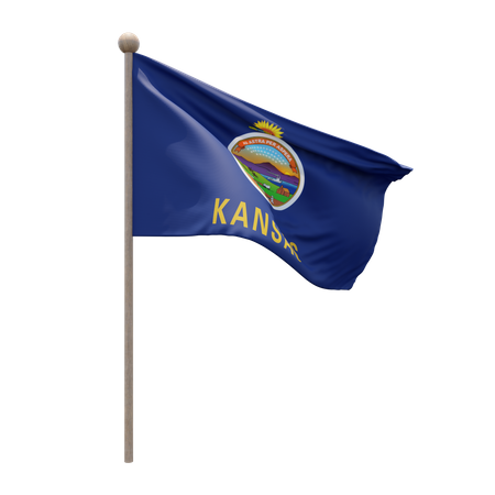 Kansas Flagpole  3D Flag