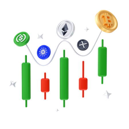 Kryptowährungsdiagramm  3D Illustration