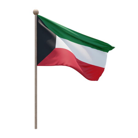 Kuwait Flagpole  3D Flag