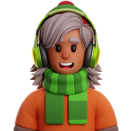 LADY GIRL WITH HEADPHONE  3D Icon