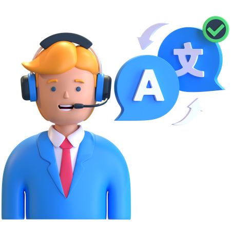 Language Translator Support  3D Illustration