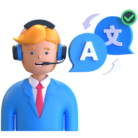 Language Translator Support  3D Illustration