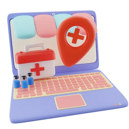 Laptop and Medicine  3D Illustration