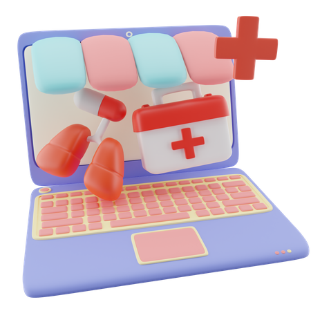 Laptop medical Equipment  3D Illustration