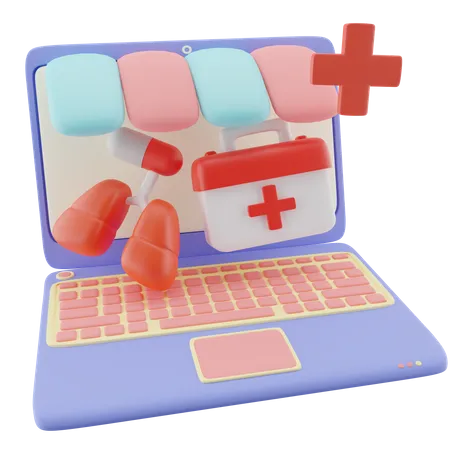 Laptop medical Equipment  3D Illustration