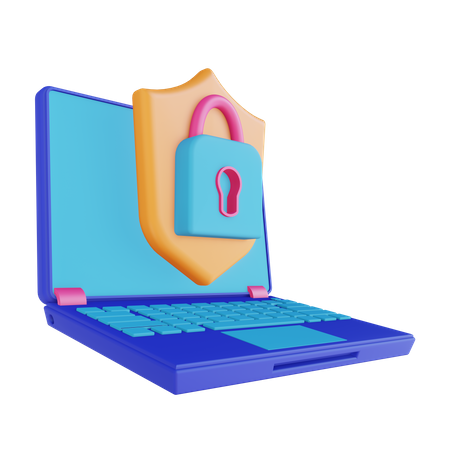 Laptop Security Lock  3D Illustration