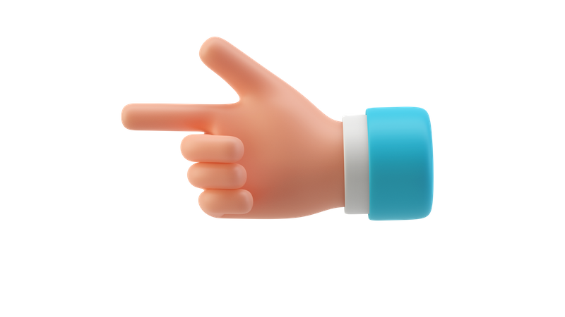 Left direction finger hand gesture  3D Illustration