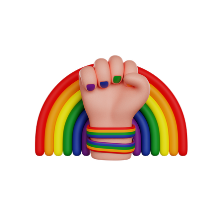 Lgbt Fist And Rainbow  3D Icon